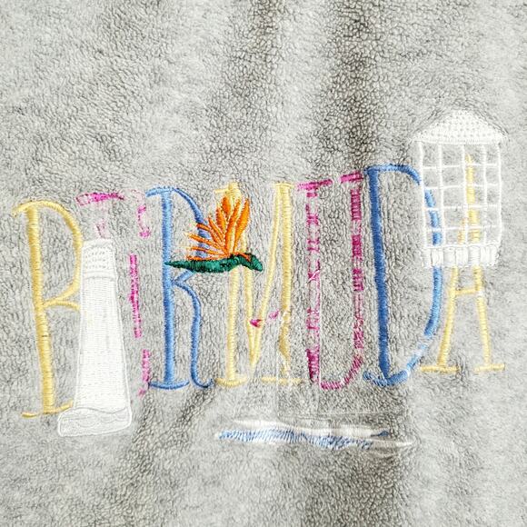 Vtg Davison’s of Bermuda Gray Fleece Embroidered Quarter-Zip Pullover Sweater SM - Picture 4 of 7